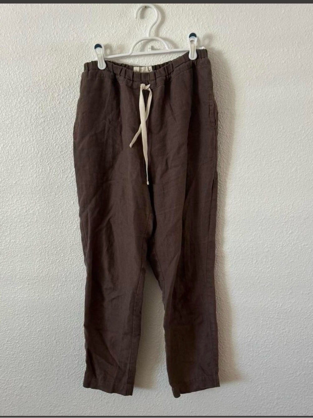Notperfectlinen not perfect linen brown drawstring pants s/m small medium npl